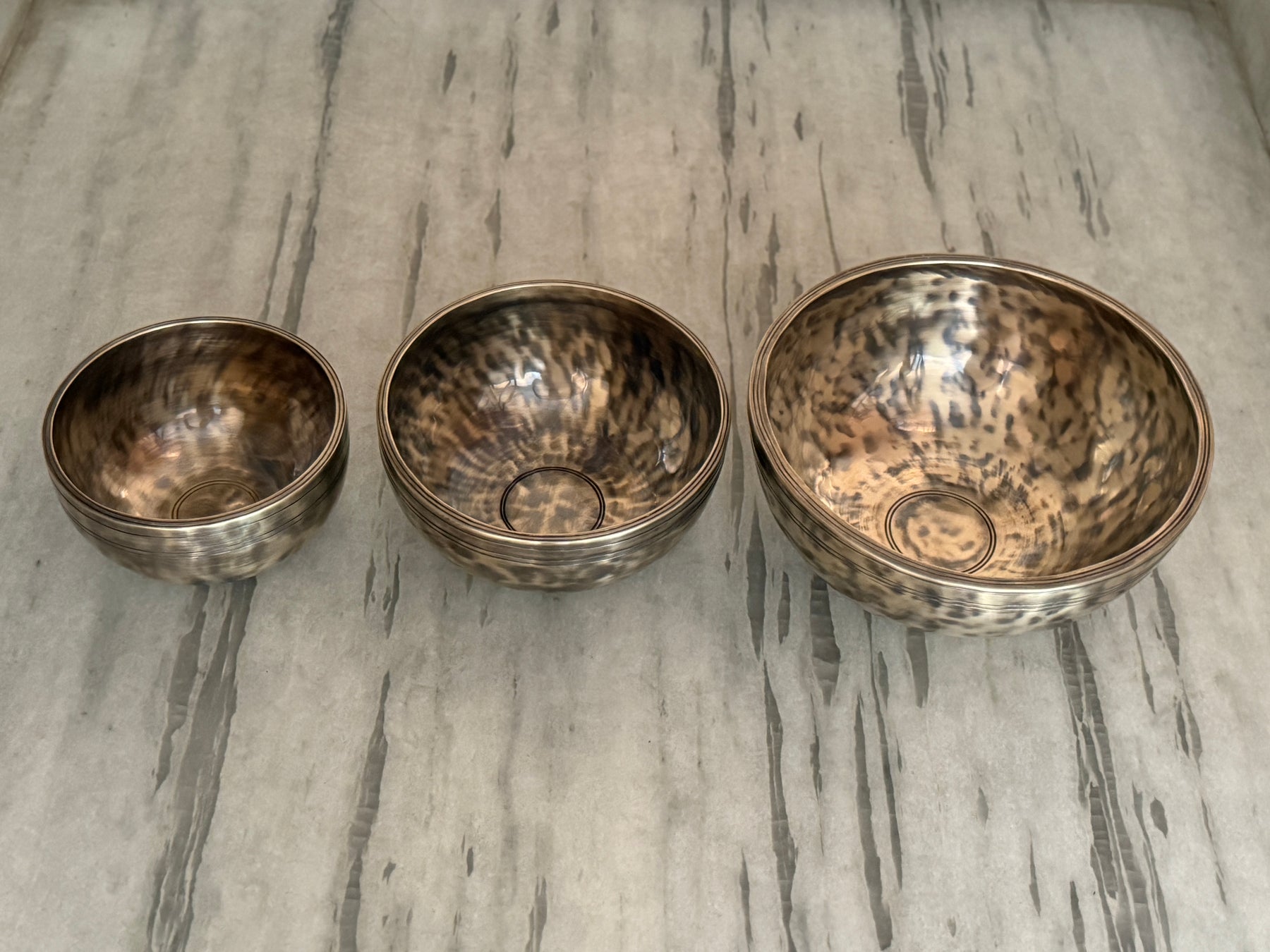 The Ohm Deep Rim Bronze Trio: 12in, 8.5in, 6in Extra Thick Rim Three Bowl Set