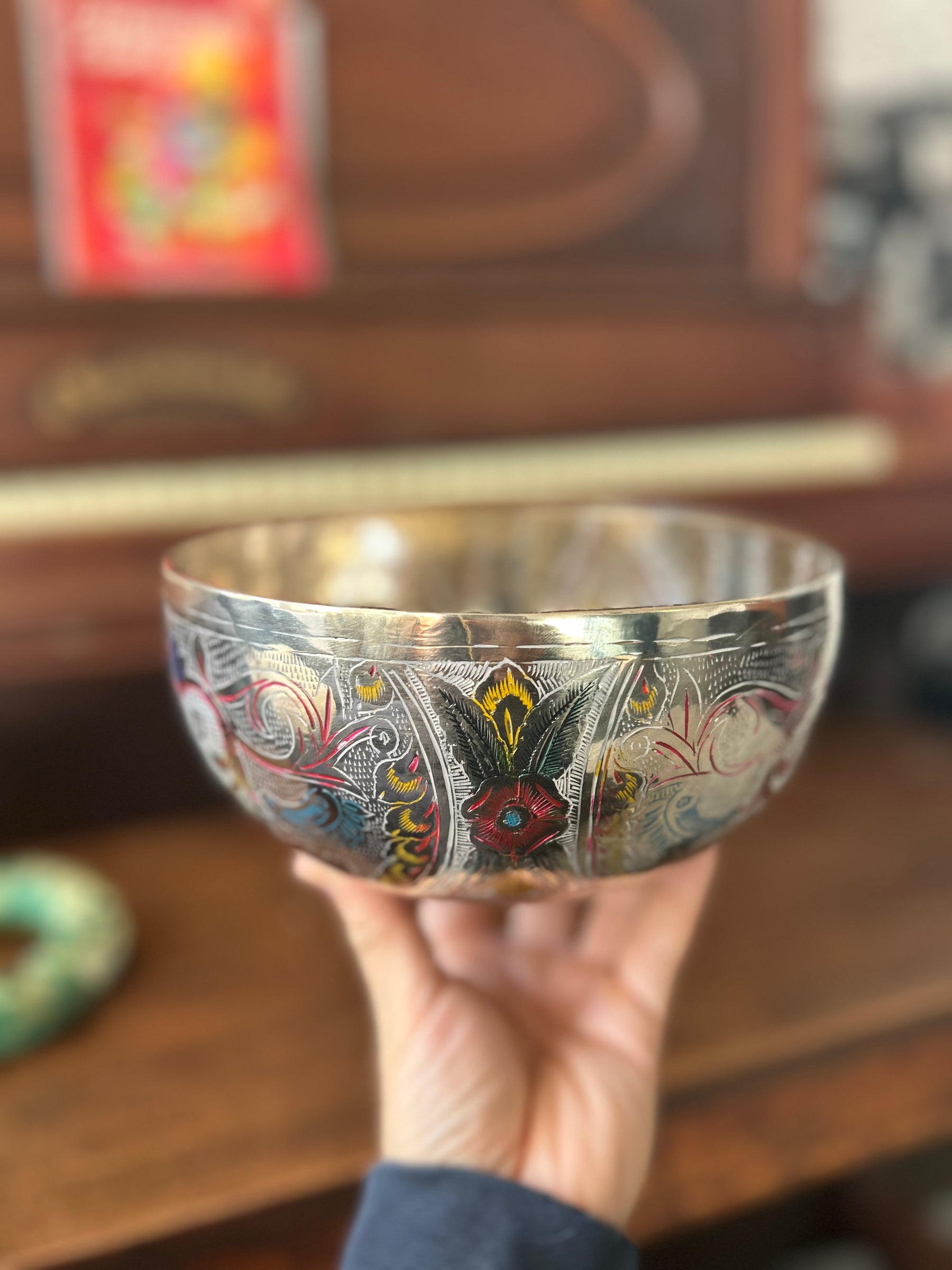 The Lumina: 8 Inch Handmade Singing Bowl With MicroEtchings