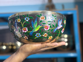The Hummingbird's Garden. 8.5 Inch Hand-Painted Singing Bowl. Limited Edition Run