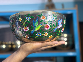 The Hummingbird's Garden. 8.5 Inch Hand-Painted Singing Bowl. Limited Edition Run