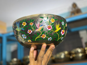 The Hummingbird's Garden. 8.5 Inch Hand-Painted Singing Bowl. Limited Edition Run