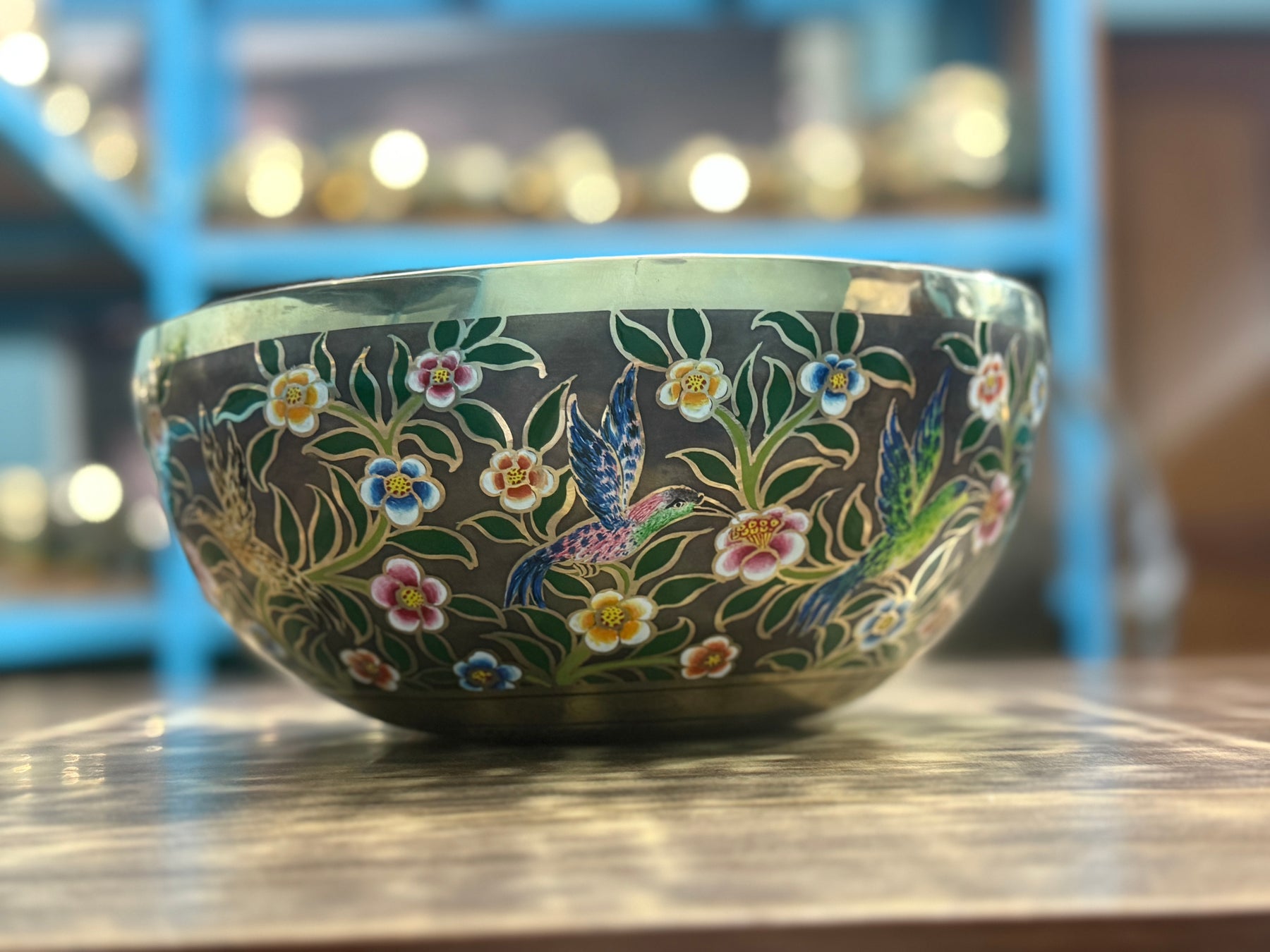 The Hummingbird's Garden. 8.5 Inch Hand-Painted Singing Bowl. Limited Edition Run