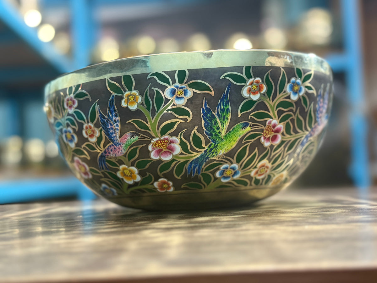 The Hummingbird's Garden. 8.5 Inch Hand-Painted Singing Bowl. Limited Edition Run