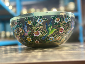 The Hummingbird's Garden. 8.5 Inch Hand-Painted Singing Bowl. Limited Edition Run