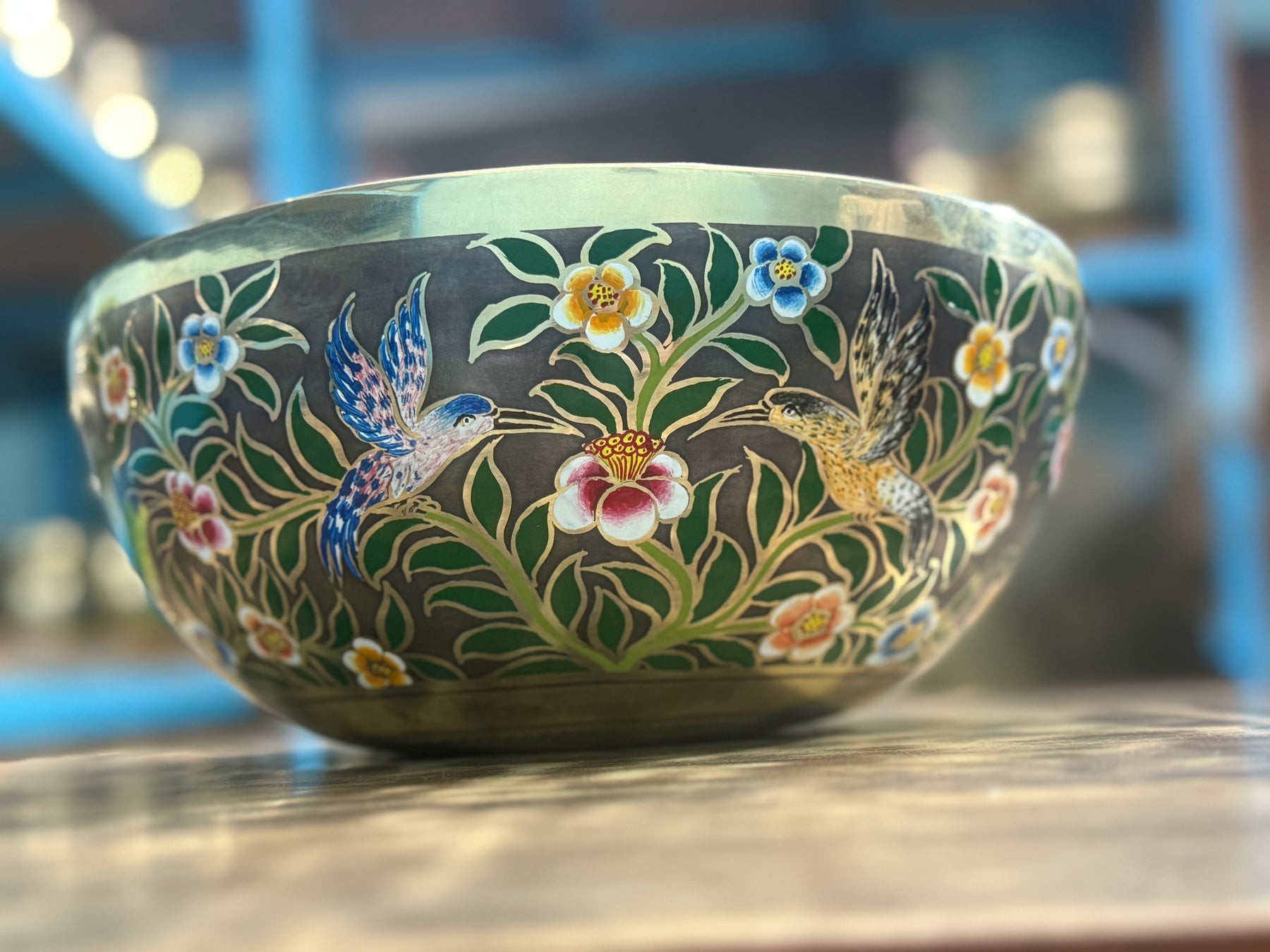 The Hummingbird's Garden. 8.5 Inch Hand-Painted Singing Bowl. Limited Edition Run