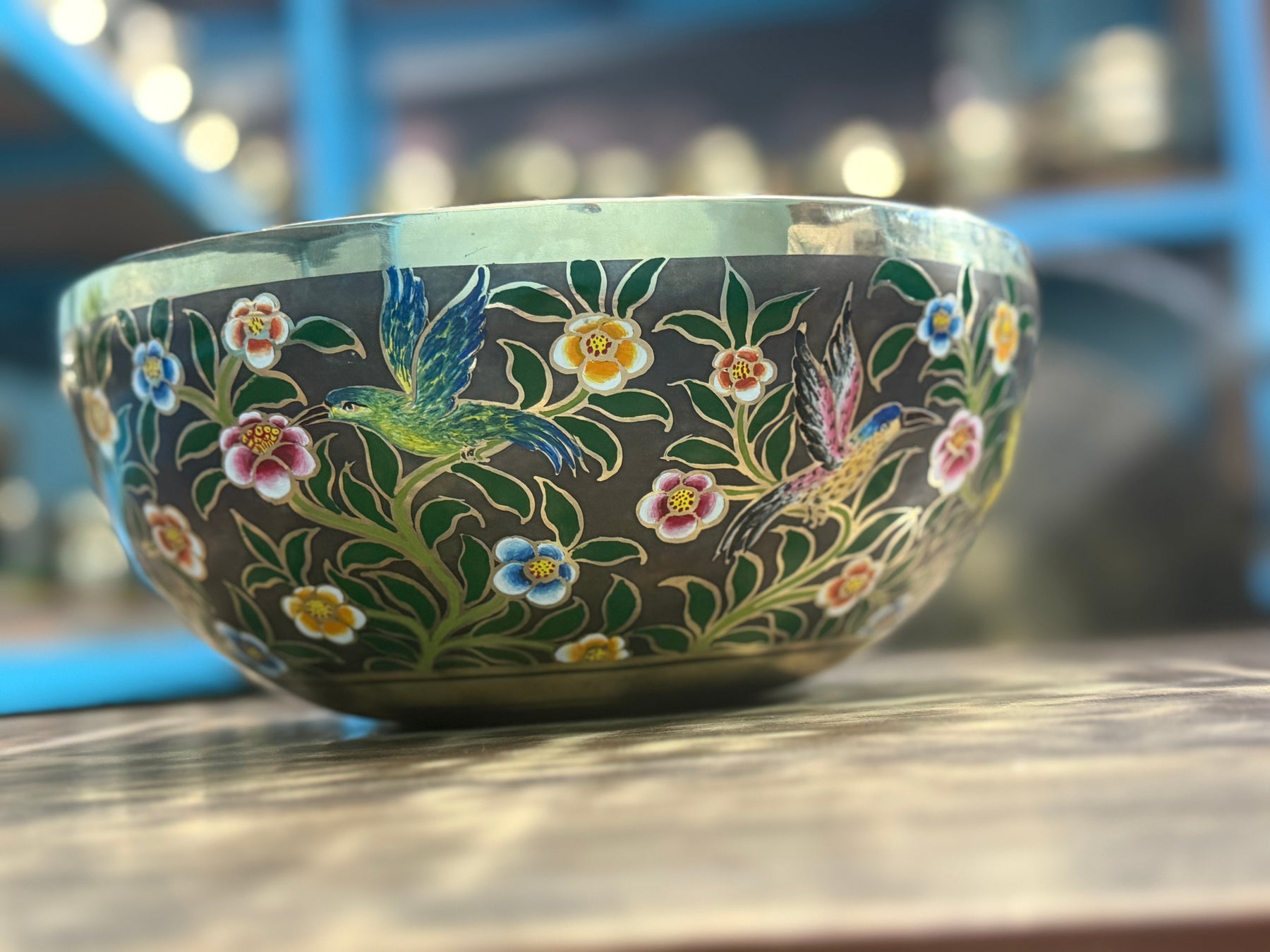The Hummingbird's Garden. 8.5 Inch Hand-Painted Singing Bowl. Limited Edition Run