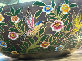 The Hummingbird's Garden. 8.5 Inch Hand-Painted Singing Bowl. Limited Edition Run