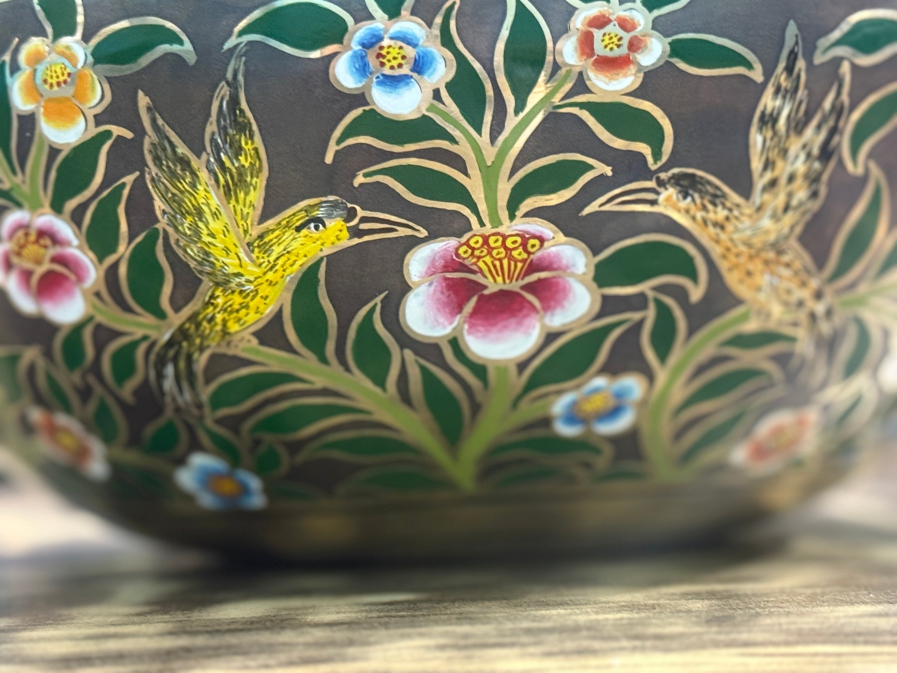 The Hummingbird's Garden. 8.5 Inch Hand-Painted Singing Bowl. Limited Edition Run