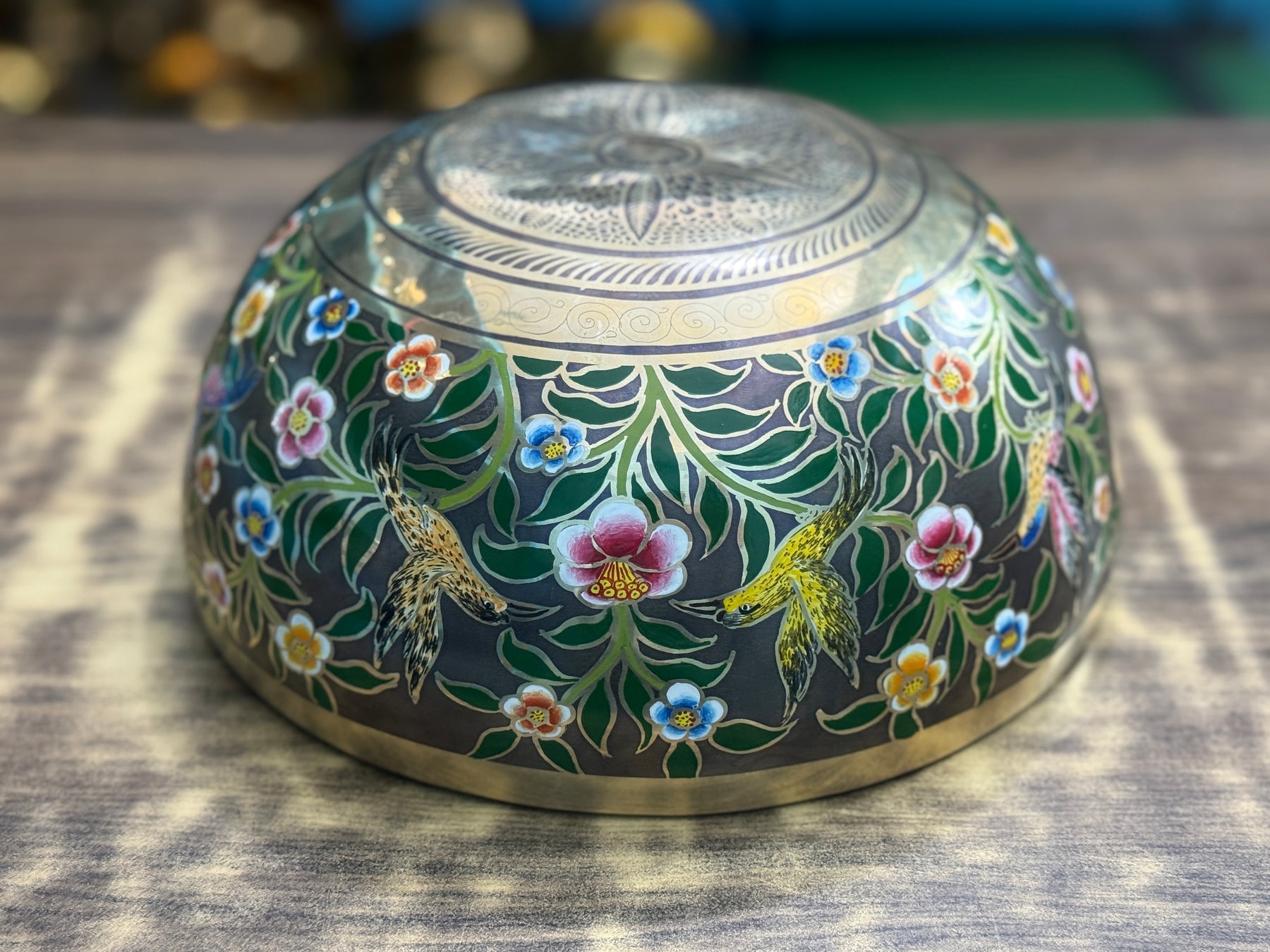 The Hummingbird's Garden. 8.5 Inch Hand-Painted Singing Bowl. Limited Edition Run