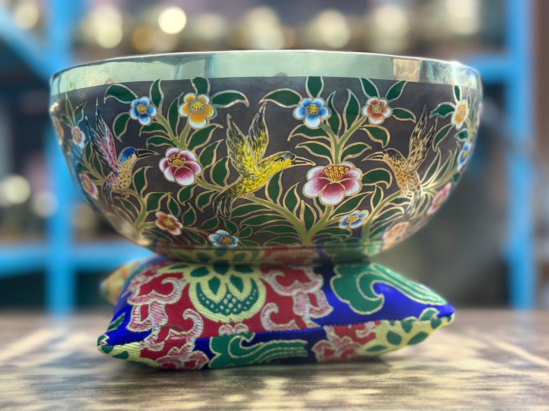 The Hummingbird's Garden. 8.5 Inch Hand-Painted Singing Bowl. Limited Edition Run