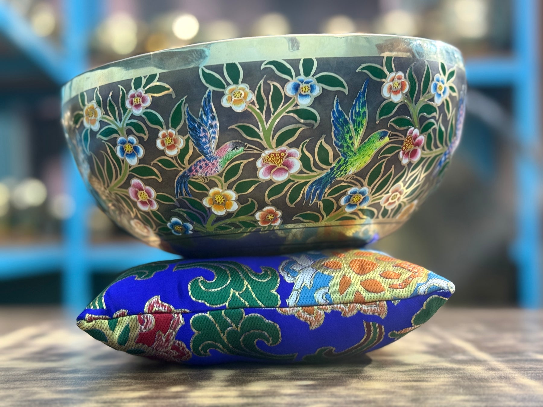 The Hummingbird's Garden. 8.5 Inch Hand-Painted Singing Bowl. Limited Edition Run