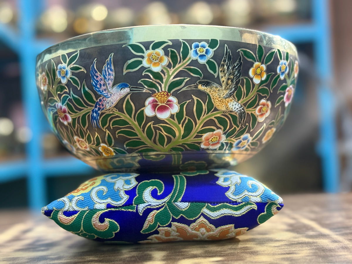 The Hummingbird's Garden. 8.5 Inch Hand-Painted Singing Bowl. Limited Edition Run
