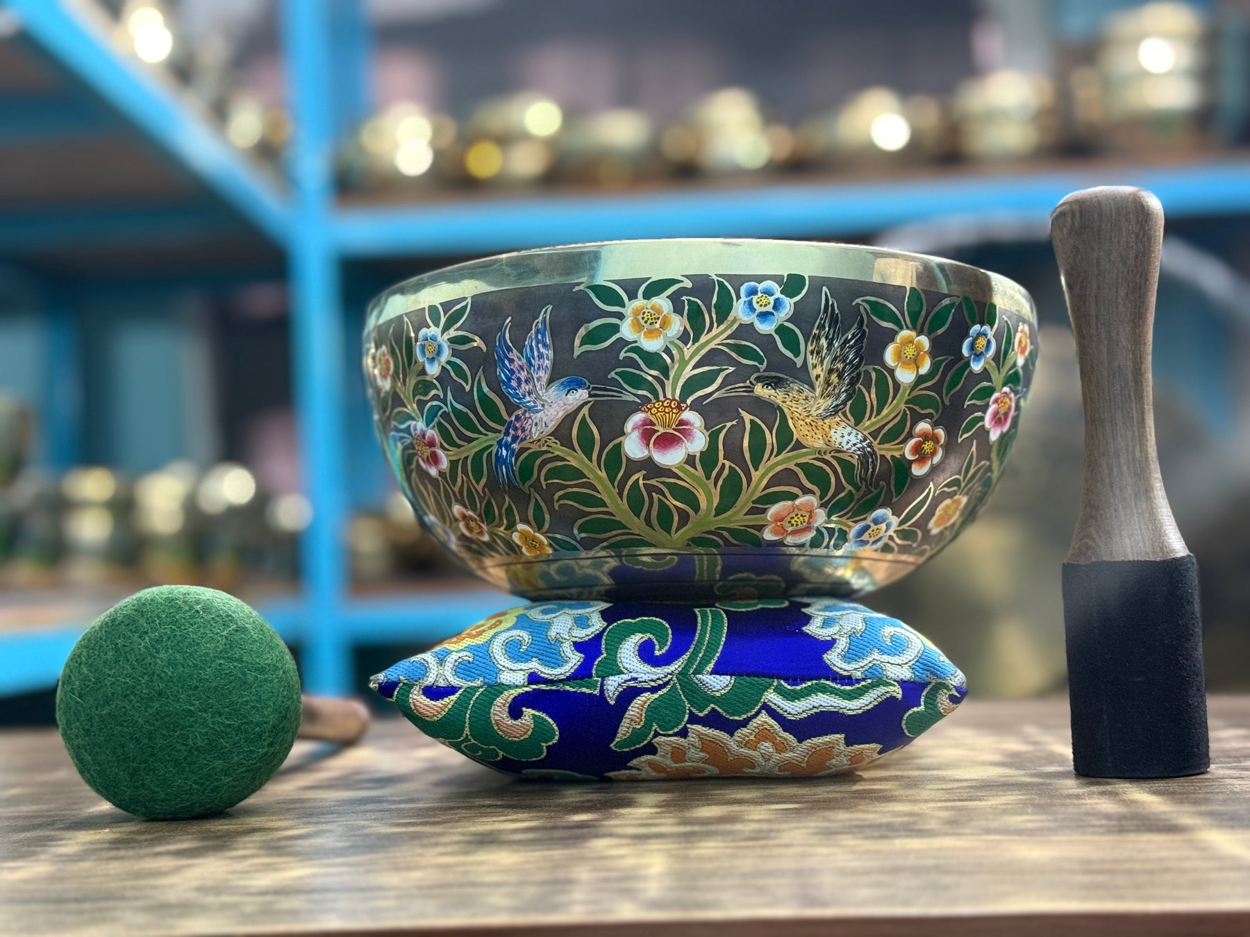 The Hummingbird's Garden. 8.5 Inch Hand-Painted Singing Bowl. Limited Edition Run