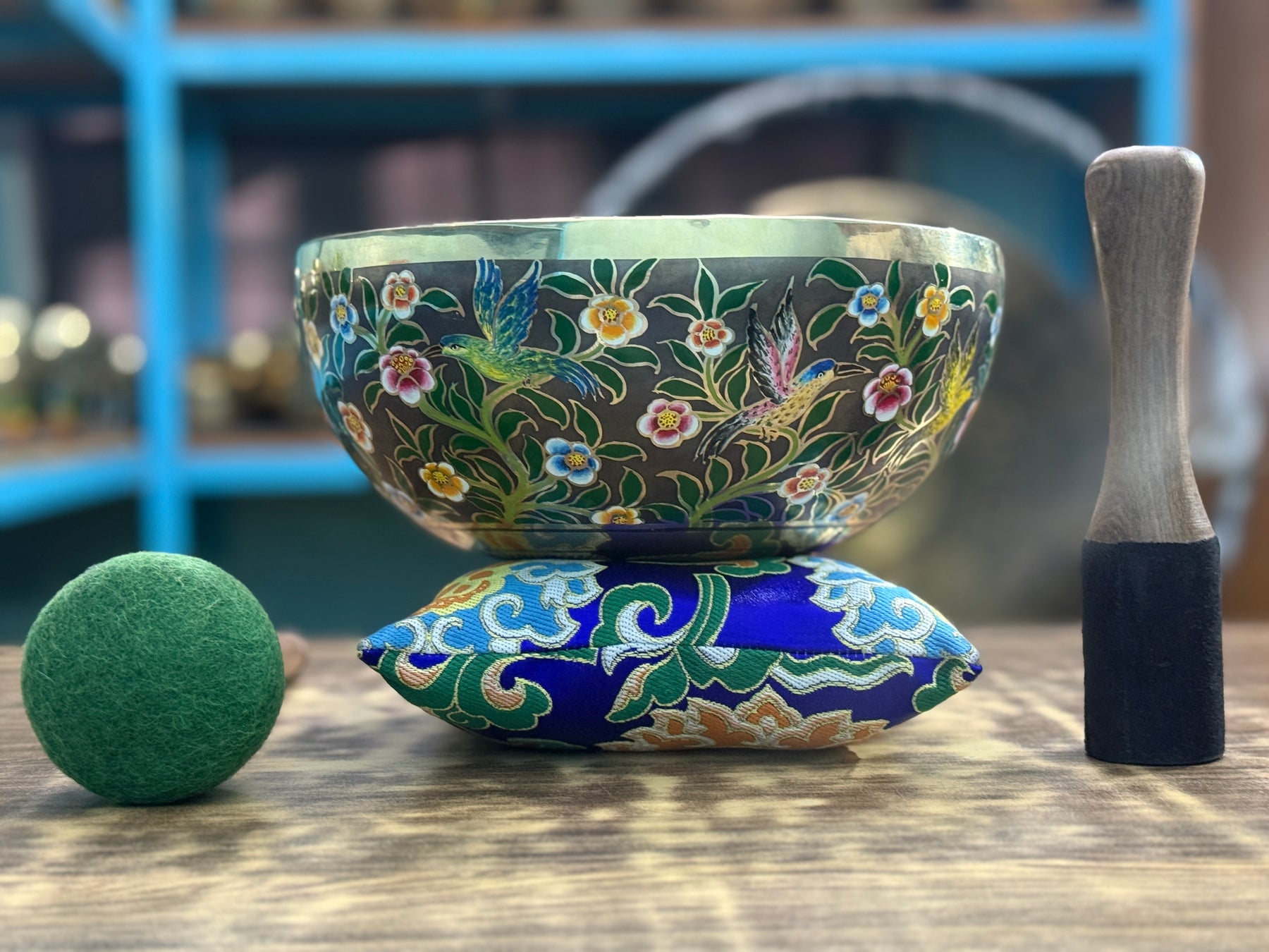 The Hummingbird's Garden. 8.5 Inch Hand-Painted Singing Bowl. Limited Edition Run