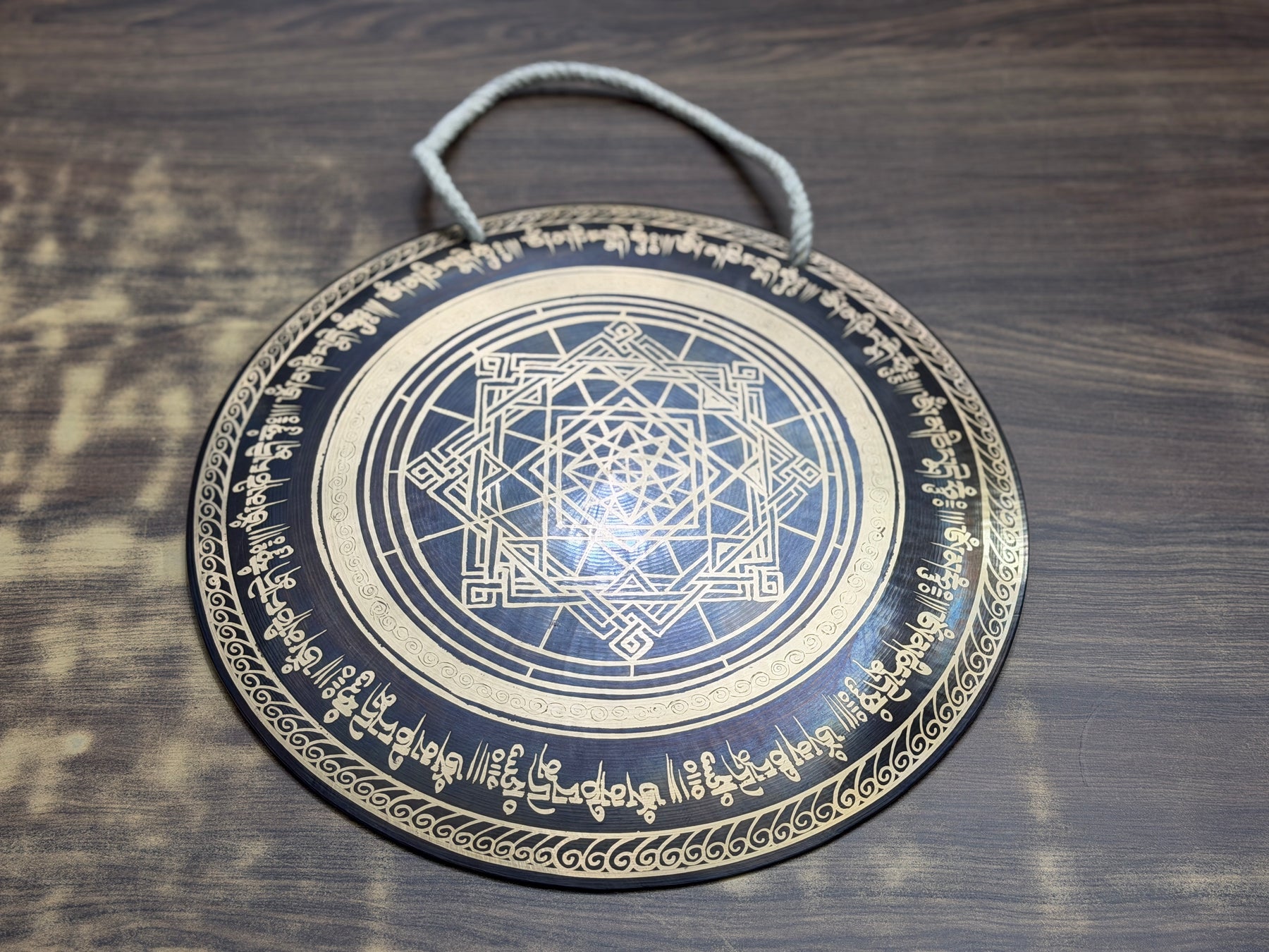 Hand Held Temple Gong — 12 Inch Ohm Handheld Gong Handcrafted in Nepal