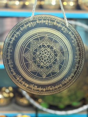 Hand Held Temple Gong — 12 Inch Ohm Handheld Gong Handcrafted in Nepal