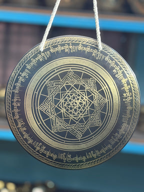 Hand Held Temple Gong — 12 Inch Ohm Handheld Gong Handcrafted in Nepal