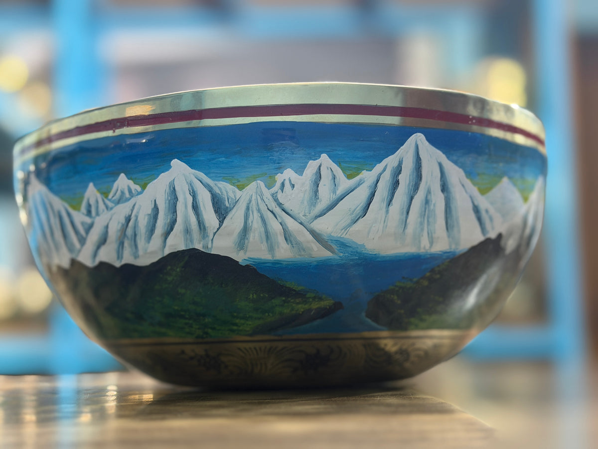 The Himalayans Handpainted Bronze Bowl: 9 Inch Bell Bronze Singing Bowl