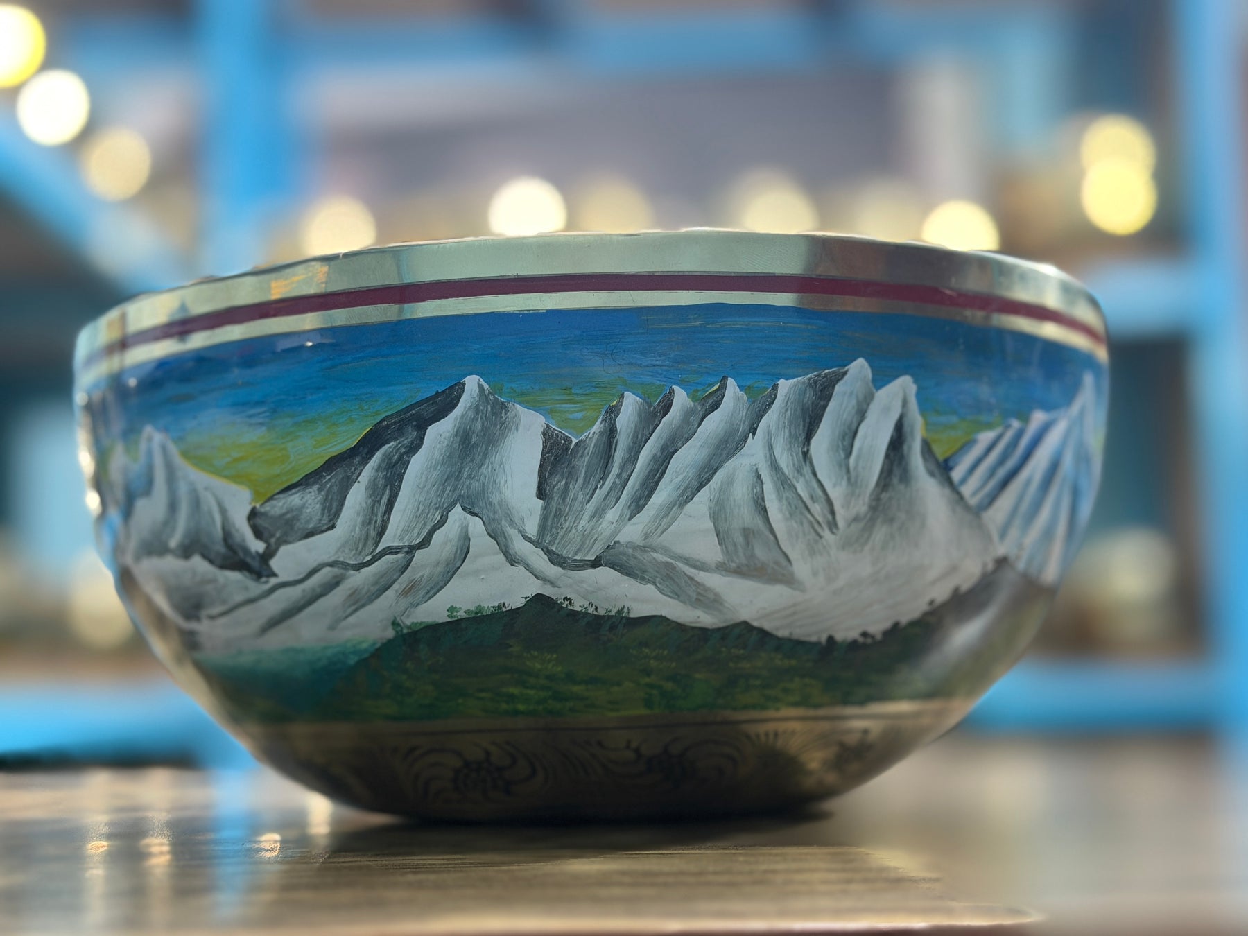 The Himalayans Handpainted Bronze Bowl: 9 Inch Bell Bronze Singing Bowl