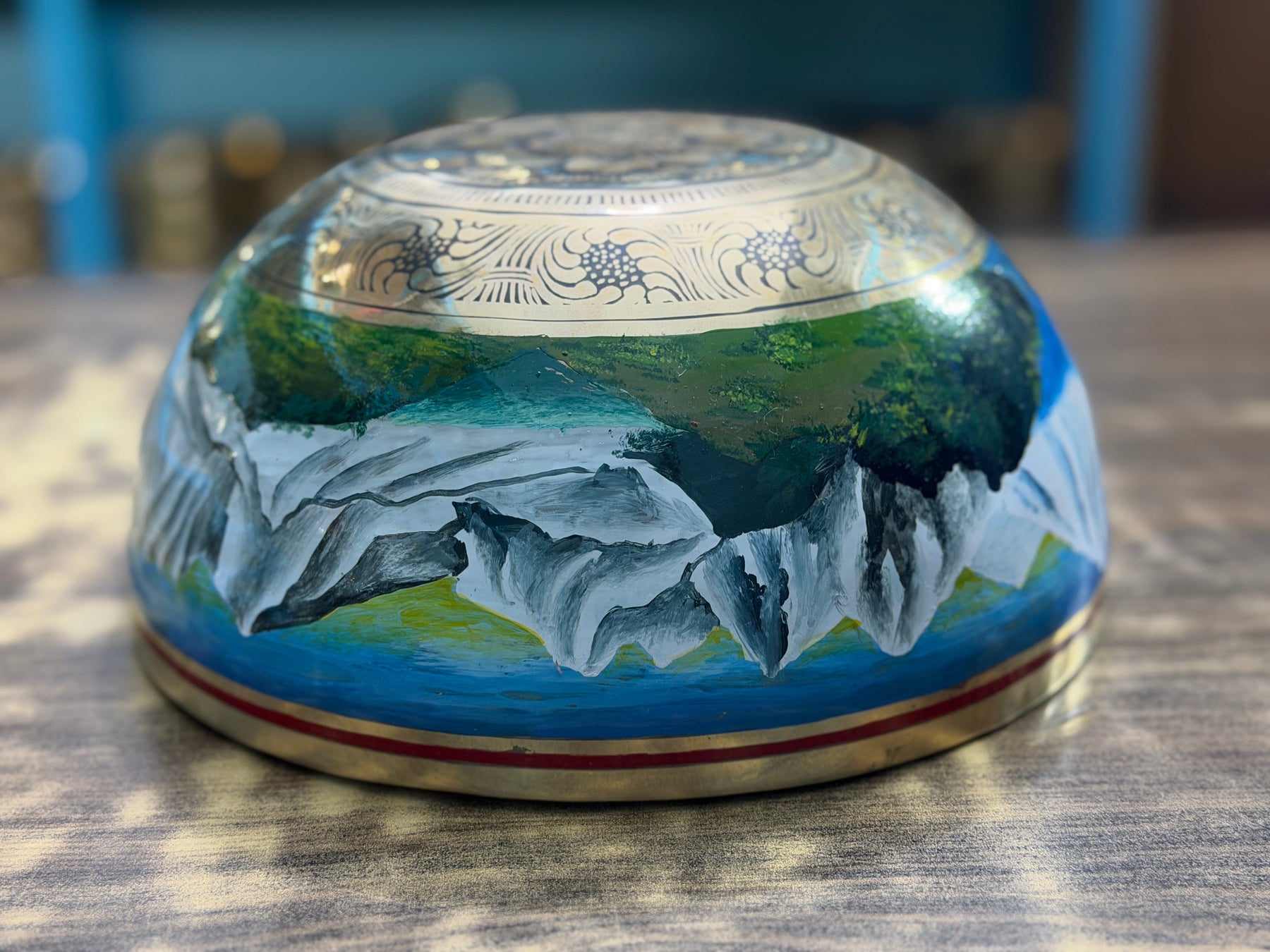 The Himalayans Handpainted Bronze Bowl: 9 Inch Bell Bronze Singing Bowl