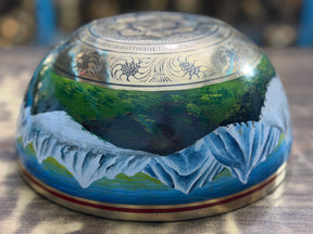 The Himalayans Handpainted Bronze Bowl: 9 Inch Bell Bronze Singing Bowl