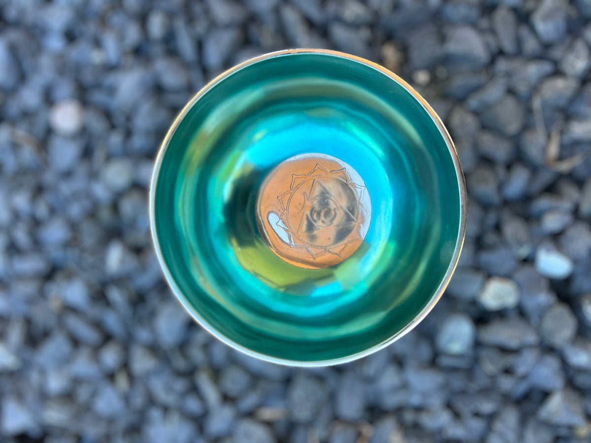 The Weathered Collection: 5.25 Inch 4th Octave G-Note Throat Chakra Bowl - Series of 4