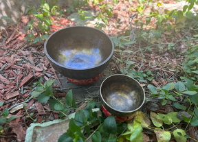 The Earth Bundle: Set Of 2 Resonant Bronze Singing Bowls From Nepal, 9 inch and 6 inch