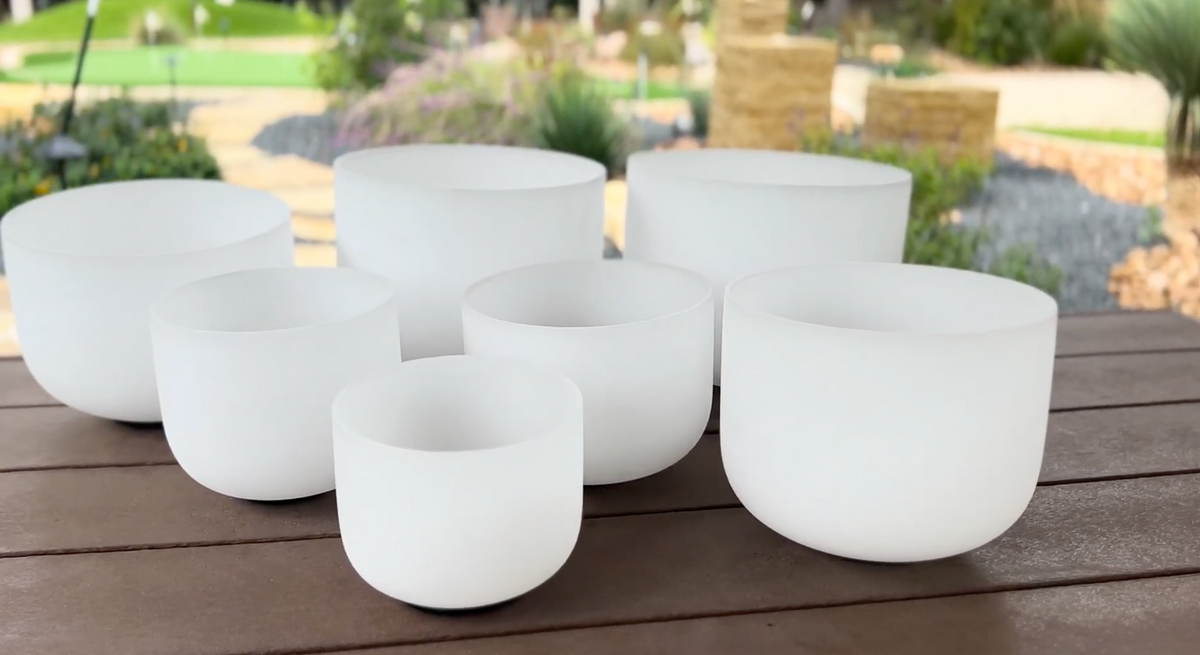 7 Bowl C Major Scale: 432hz Tuned Frosted Crystal Singing Bowl Set