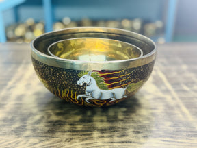 Fire Horse Set of 2: 9 Inch and 6 Inch Handpainted Set
