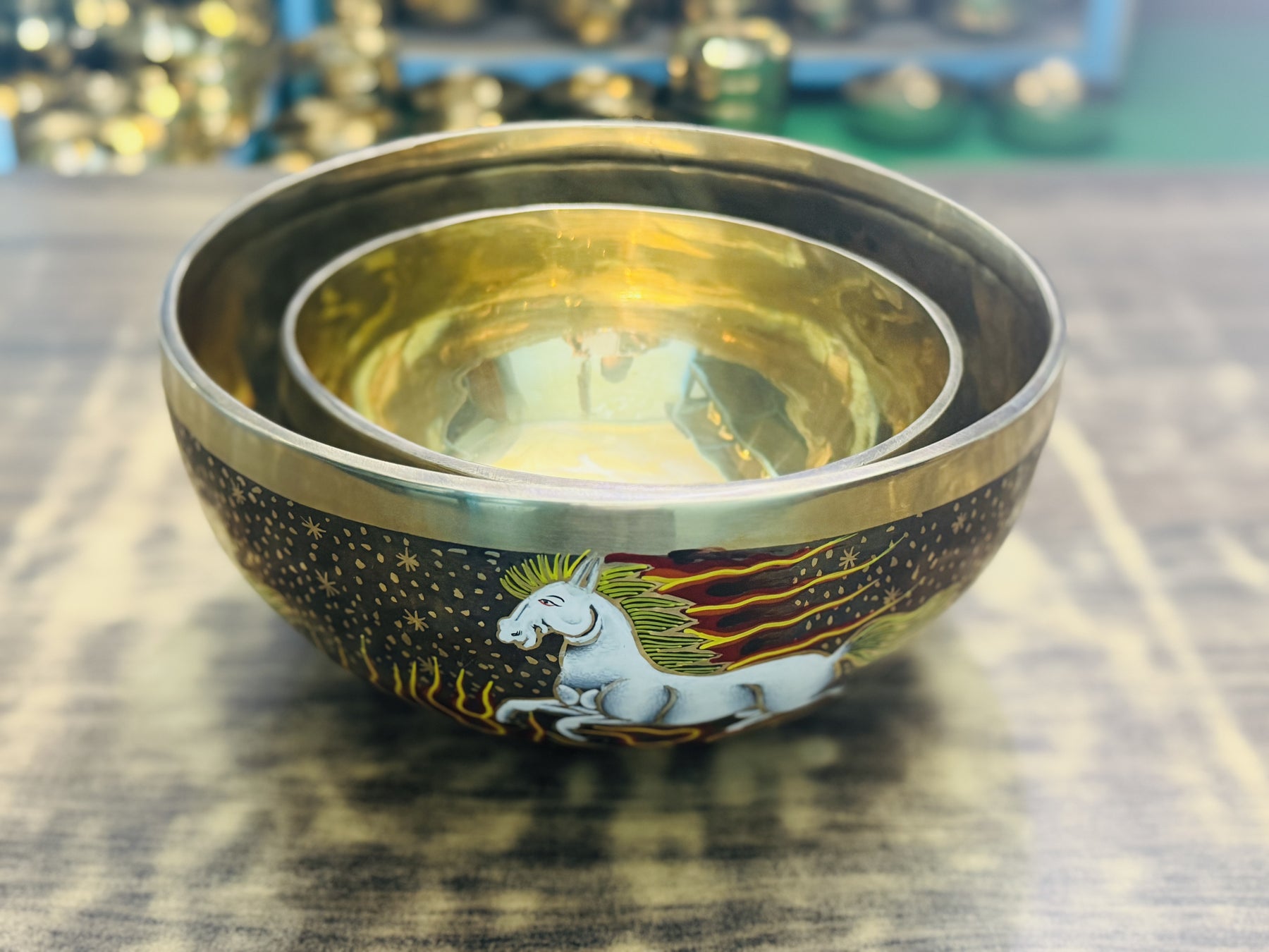 Fire Horse Set of 2: 9 Inch and 6 Inch Handpainted Set