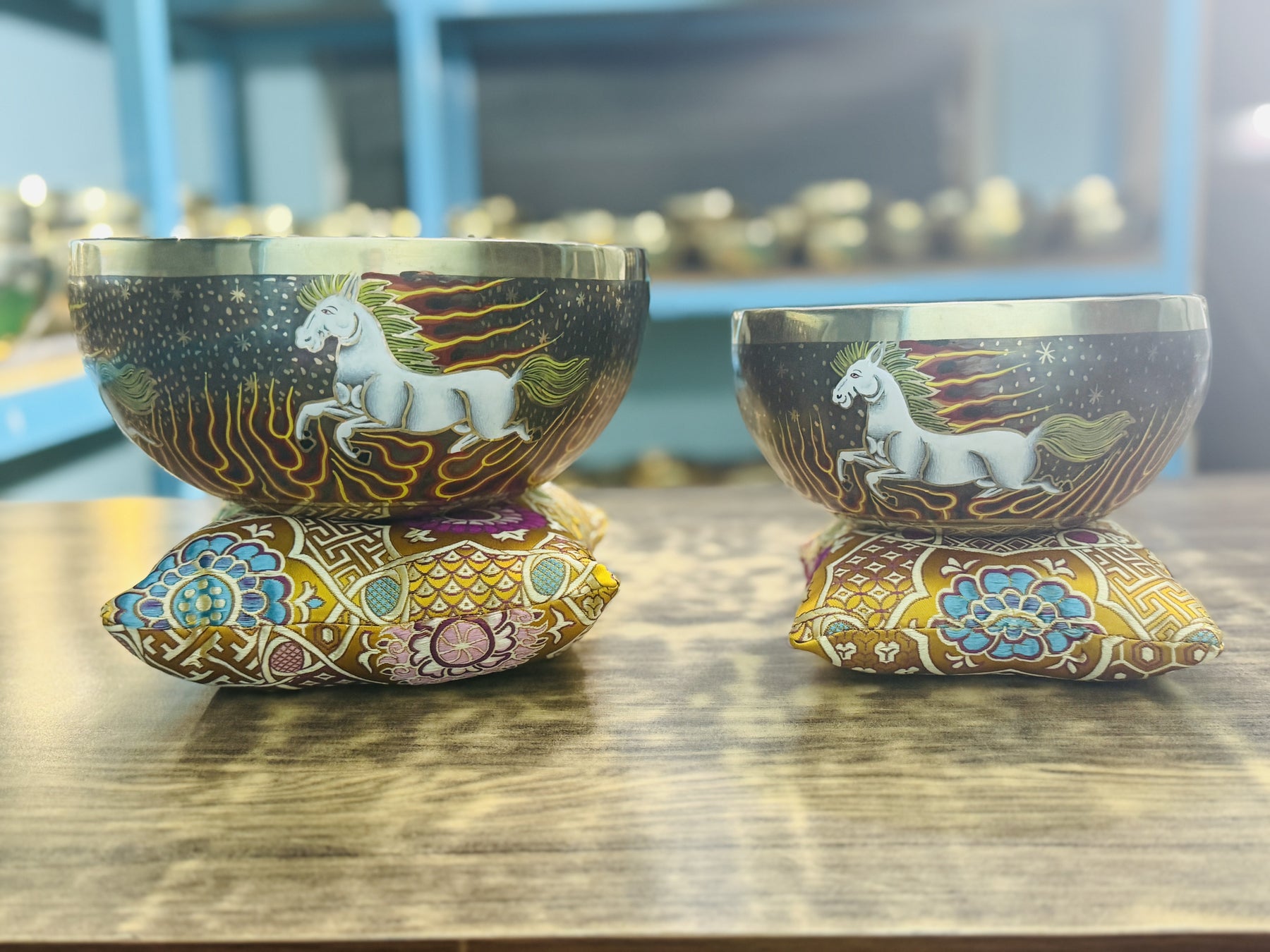 Fire Horse Set of 2: 9 Inch and 6 Inch Handpainted Set