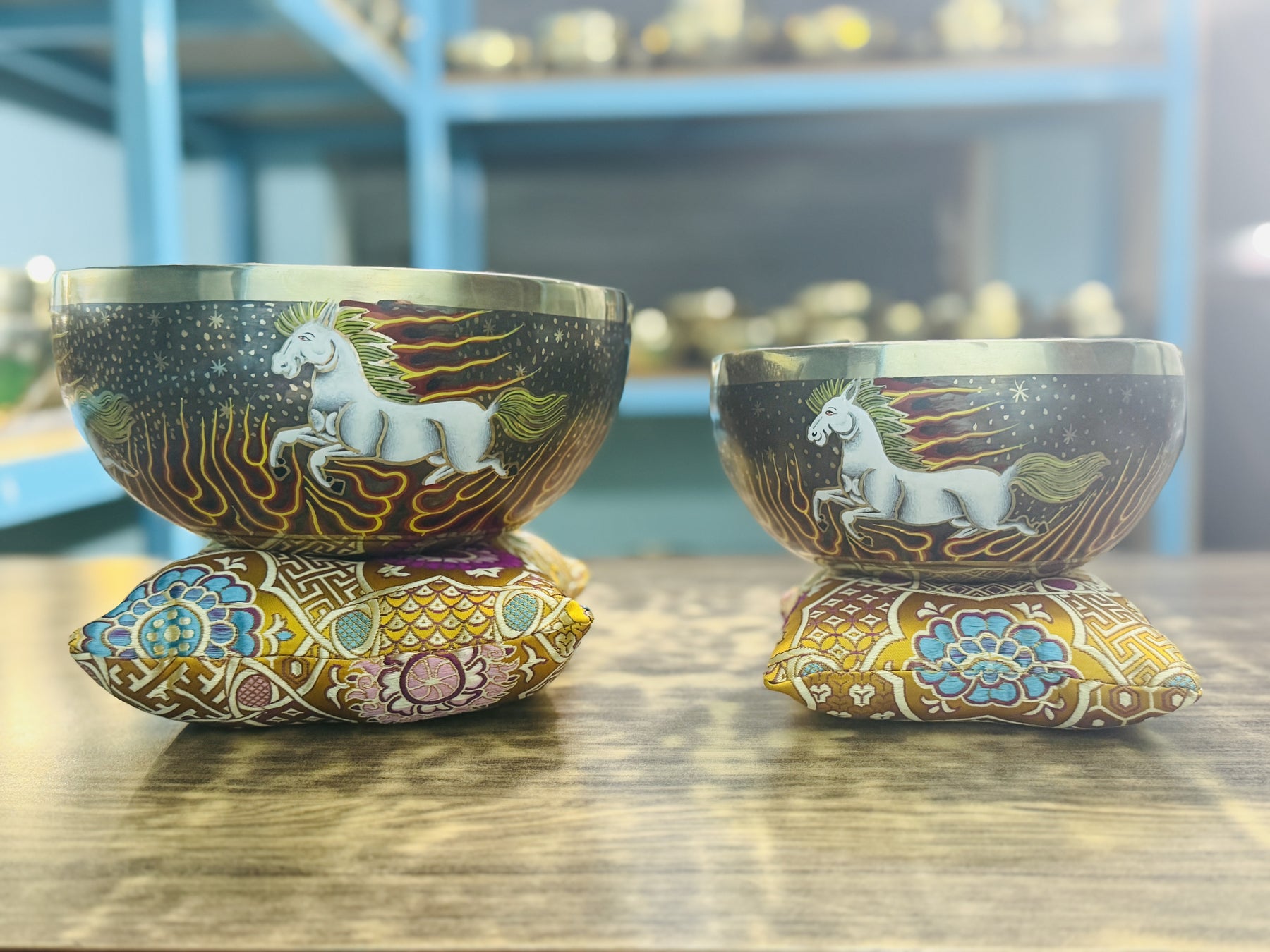Fire Horse Set of 2: 9 Inch and 6 Inch Handpainted Set
