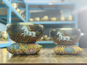 Fire Horse Set of 2: 9 Inch and 6 Inch Handpainted Set