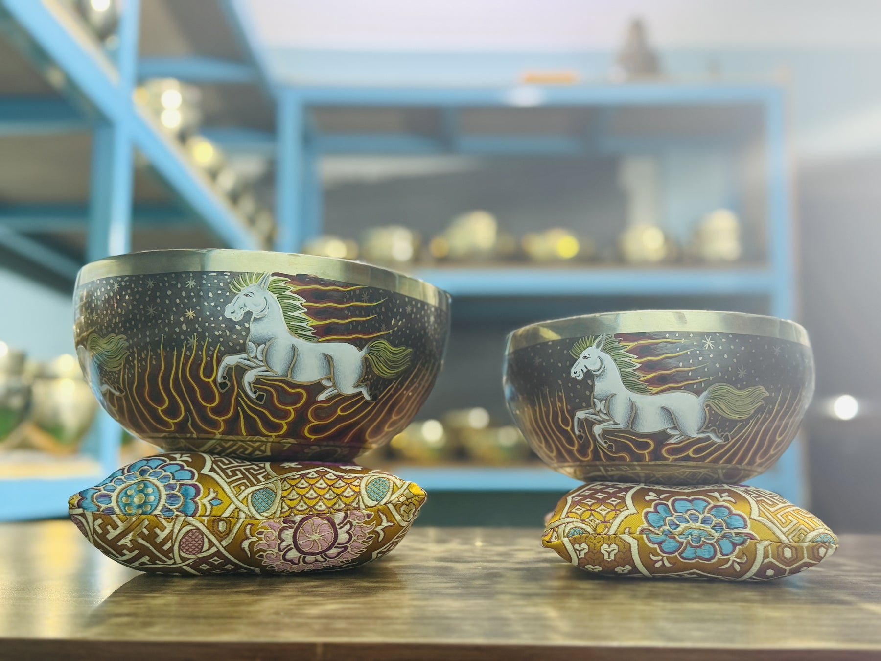 Fire Horse Set of 2: 9 Inch and 6 Inch Handpainted Set