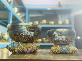 Fire Horse Set of 2: 9 Inch and 6 Inch Handpainted Set