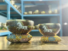 Fire Horse Set of 2: 9 Inch and 6 Inch Handpainted Set