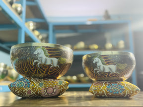 Fire Horse Set of 2: 9 Inch and 6 Inch Handpainted Set