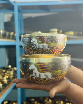 Fire Horse Set of 2: 9 Inch and 6 Inch Handpainted Set