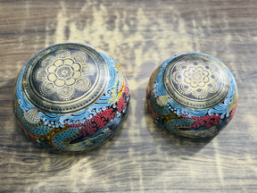 Flower Dragon Set of 2: 9 Inch and 6 Inch Handpainted Set