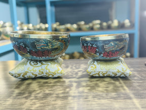Flower Dragon Set of 2: 9 Inch and 6 Inch Handpainted Set