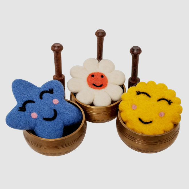 The Three Little Ohmies: Set of Three Bronze Singing Bowls Made Just For Children