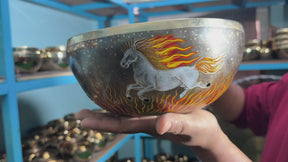 Fire Horse Set of 2: 9 Inch and 6 Inch Handpainted Set