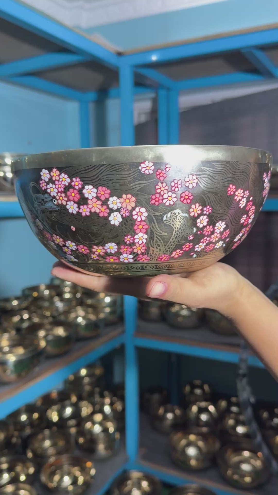 The Flower Dragon. 9 Inch Hand-Painted Singing Bowl. Spring Edition