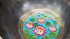 Lotus Water Bowl: 9 Inch Diameter Singing Bowl Hand Painted
