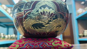 Dragon Lotus 9 Inch Bronze Singing Bowl