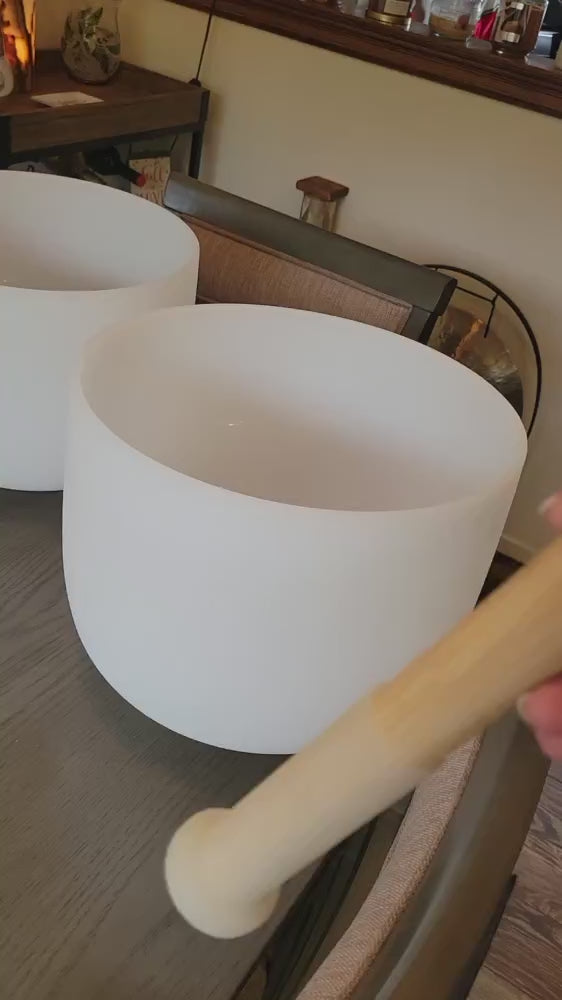9 Bowl C Major Scale: 432hz Tuned Frosted Crystal Singing Bowl Set with Bineral F