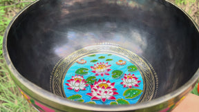 Lotus Water Bowl: 9 Inch Diameter Singing Bowl Hand Painted