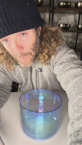 272hz (C#4) Fused Quartz Singing Bowl: Limited Edition Blue