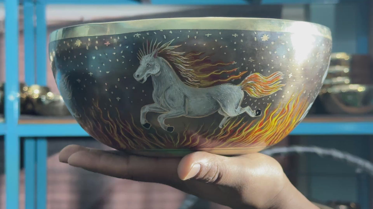 The Fire Horse. 8.5 Inch Hand-Painted Singing Bowl. Limited Edition Run