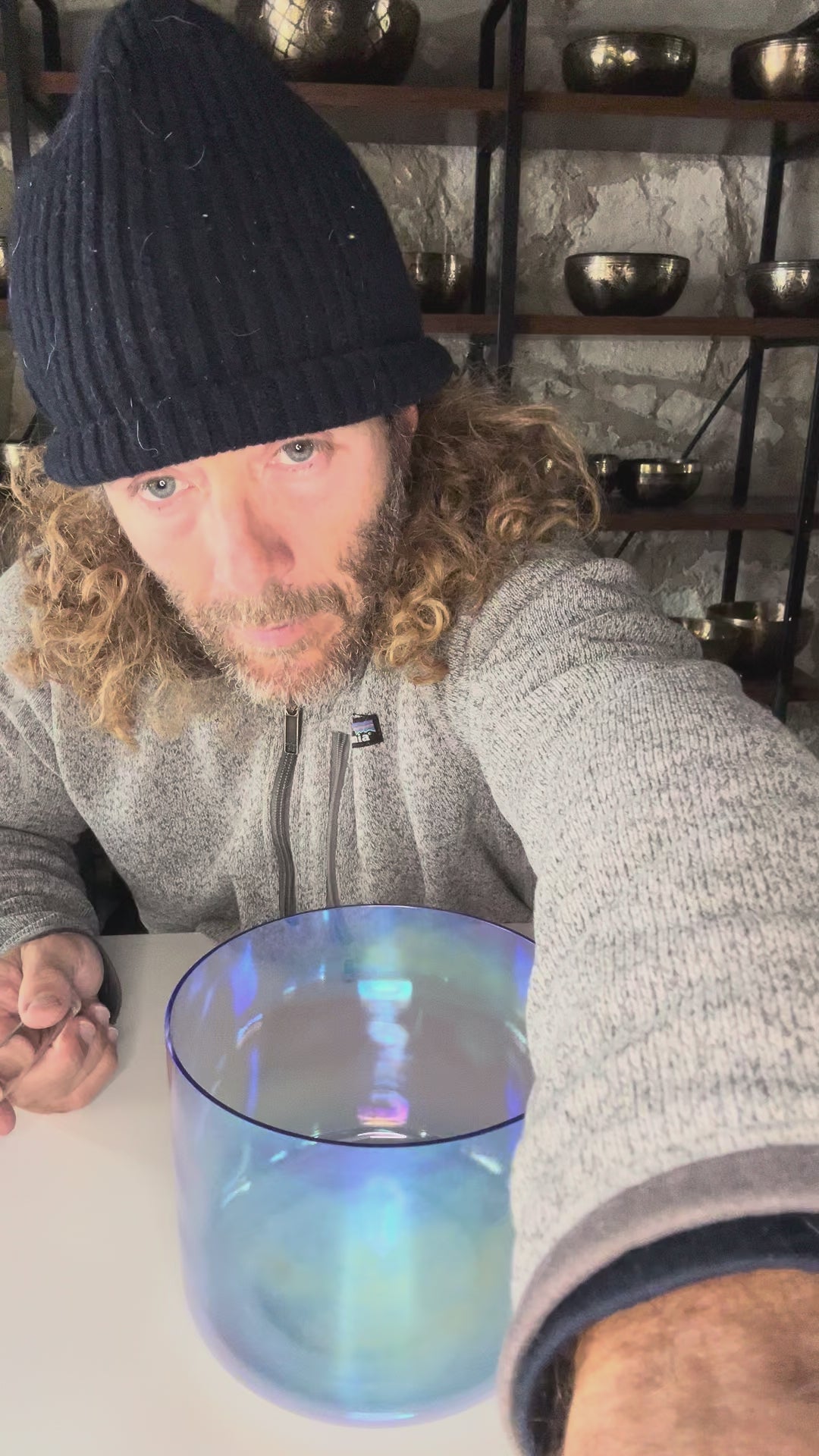 272hz (C#4) Fused Quartz Singing Bowl: Limited Edition Blue